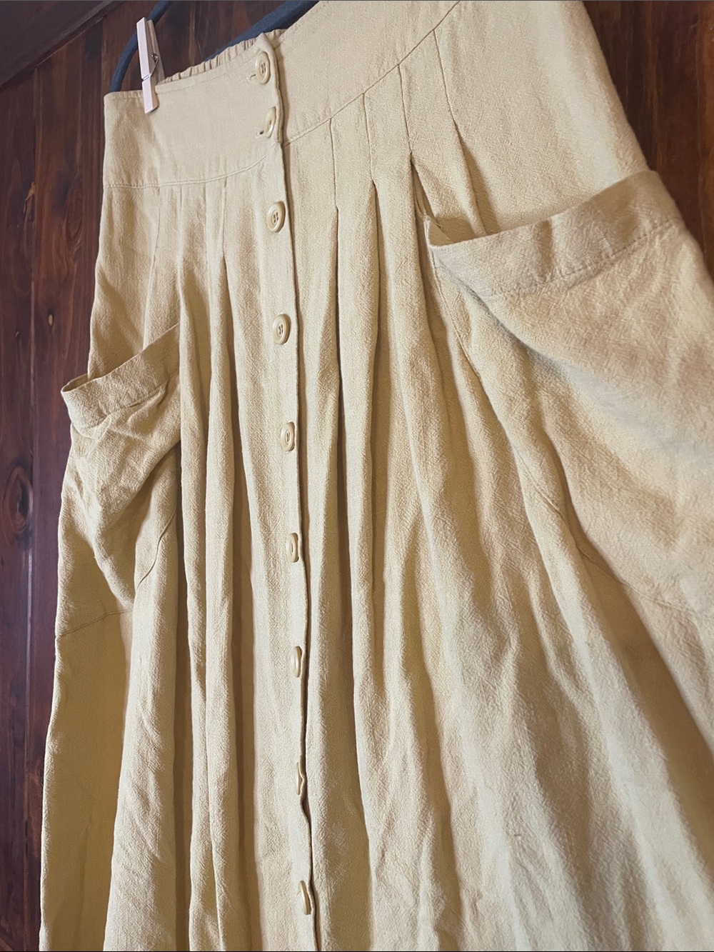 Gilli Butter Yellow Button-Front Linen Blend Maxi Skirt with Pockets SzM - Picture 4 of 8